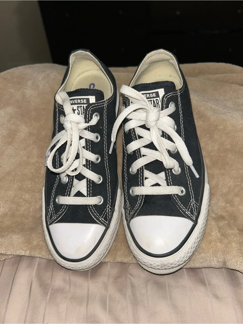 Converse Kids Low Top Sneakers - Black with White Trim